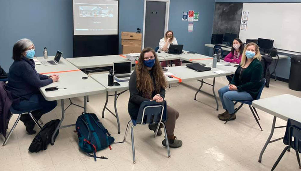 Members of the Great Northern Peninsula Research Collective used the e-learning hub in Port Saunders for a meeting recently.