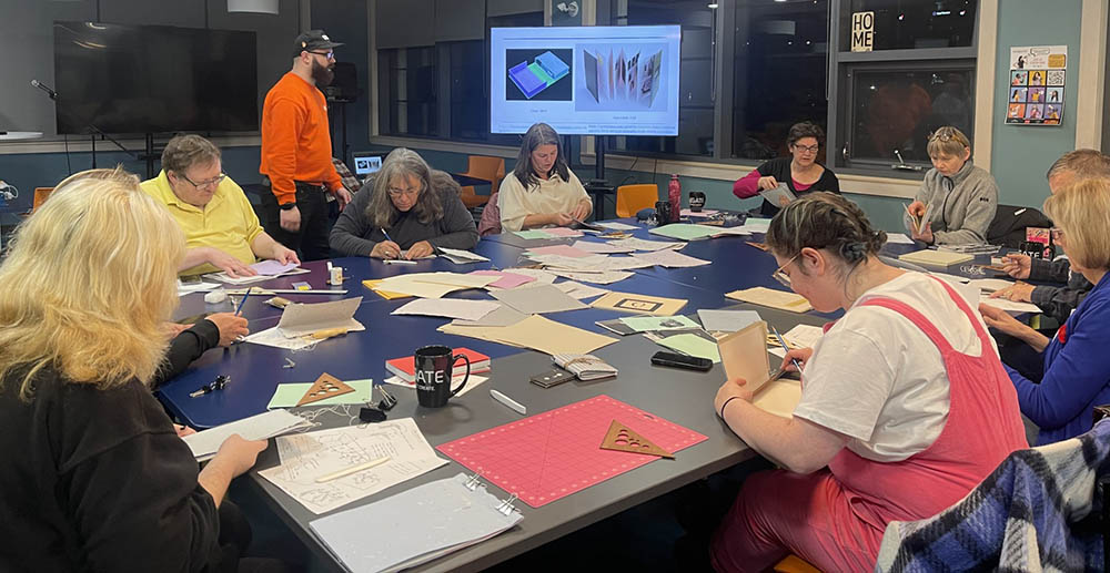 The Horseshoe Press held a Bookmaking Workshop in the makerspace. Photo credit: Amna Chohan